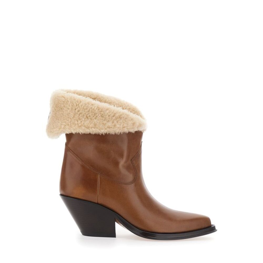 Chloé Women Brown Leather Ankle Boots